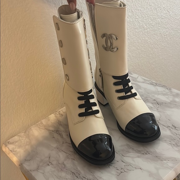 CHANEL Shoes - Chanel Boots Cream and Black